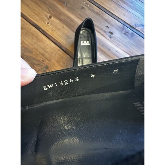 Stuart Weitzman Shoes Size 8 M Black Suede Square Toe Block Heels Pumps Classic - Picture 7 of 12